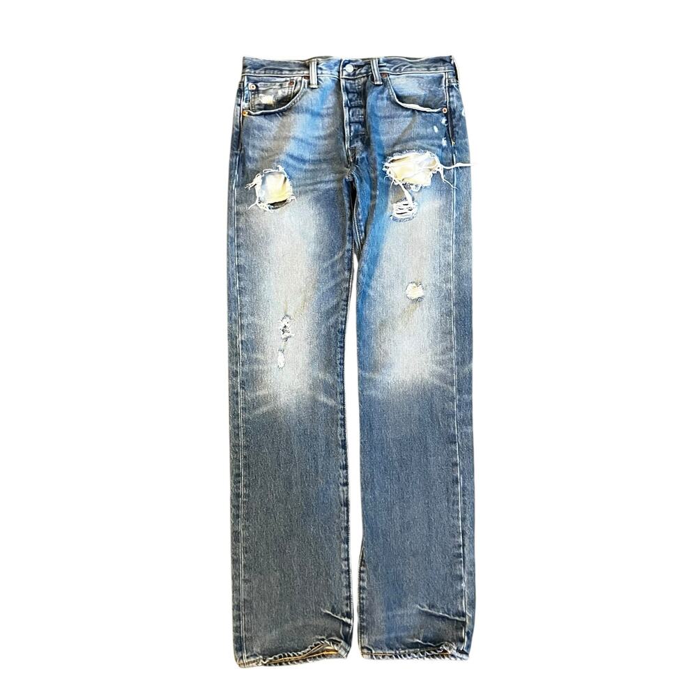 Levi's 501 Women's Jeans W32 L34 Distressed Ripped Button Fly 100% Cotton Y2K
